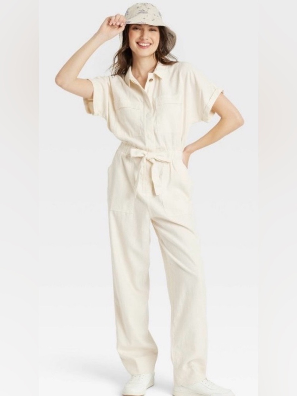 NWOT Universal Thread Cream Utility Jumpsuit Women’s Size 10